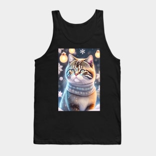 British Shorthair Kitten Enjoys Holiday Tank Top